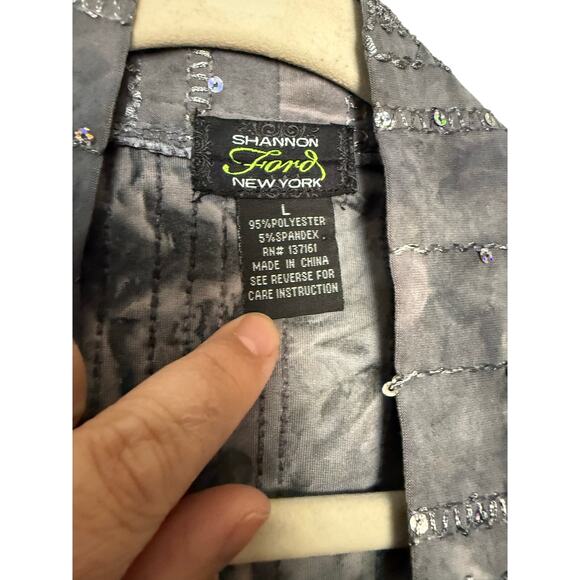 Shannon Ford grey tie dye embellished open front cardigan - Picture 2 of 6